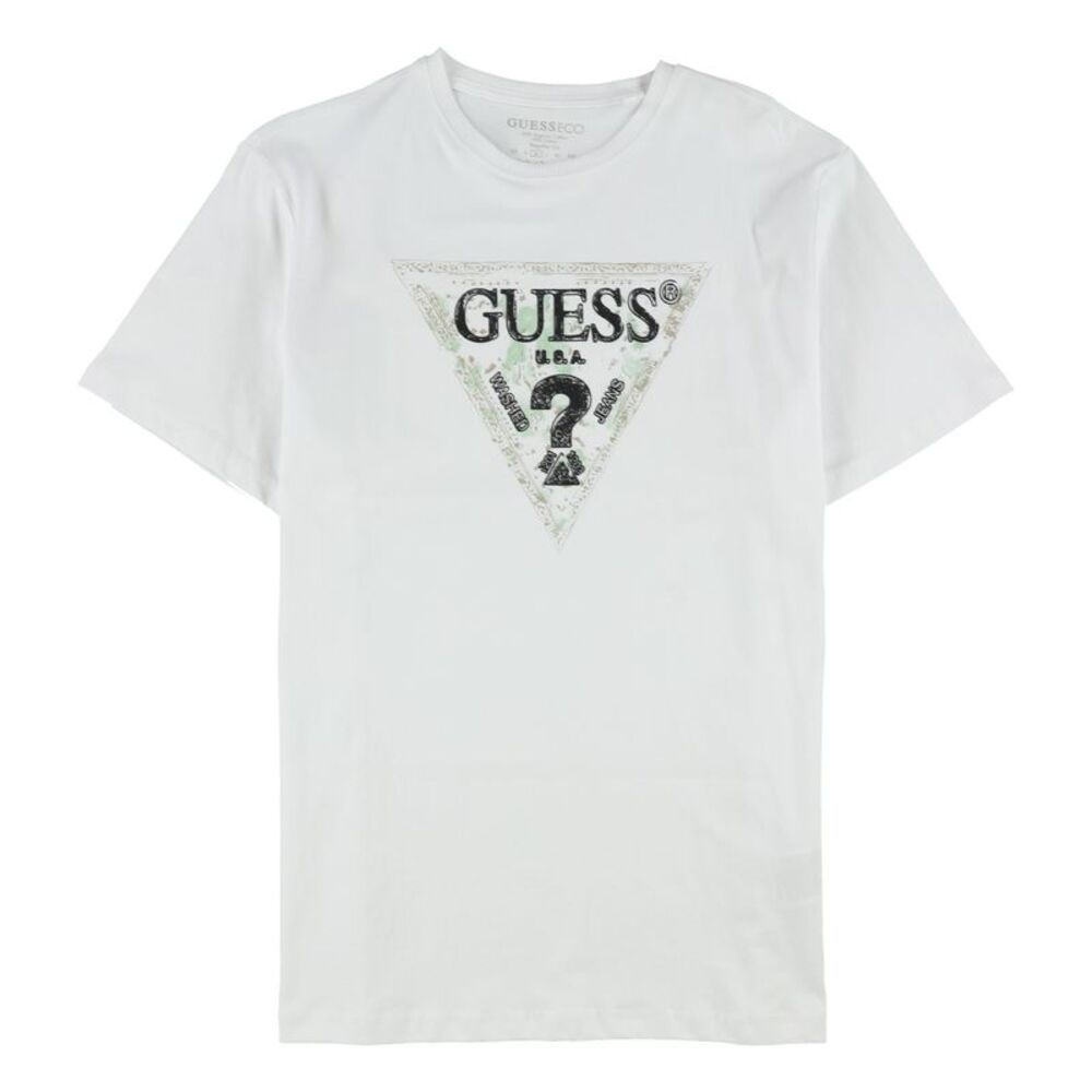 GUESS Mens Triangle Logo Crewneck Graphic T-Shirt, NWT